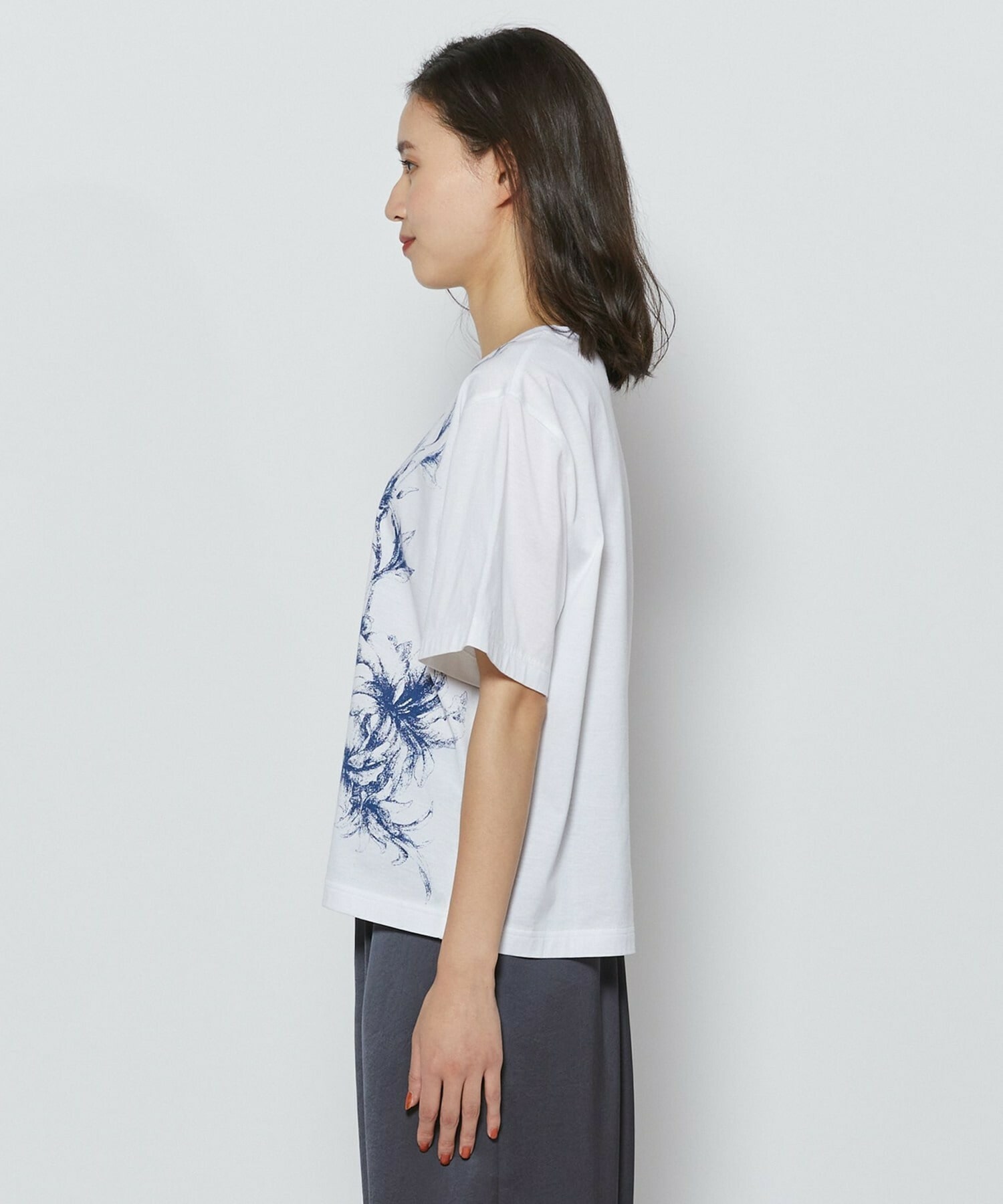 【L'EQUIPE】【Lサイズ】60/2シルケット天竺フラワーロゴプリントTシャツ 詳細画像 カーキ 8