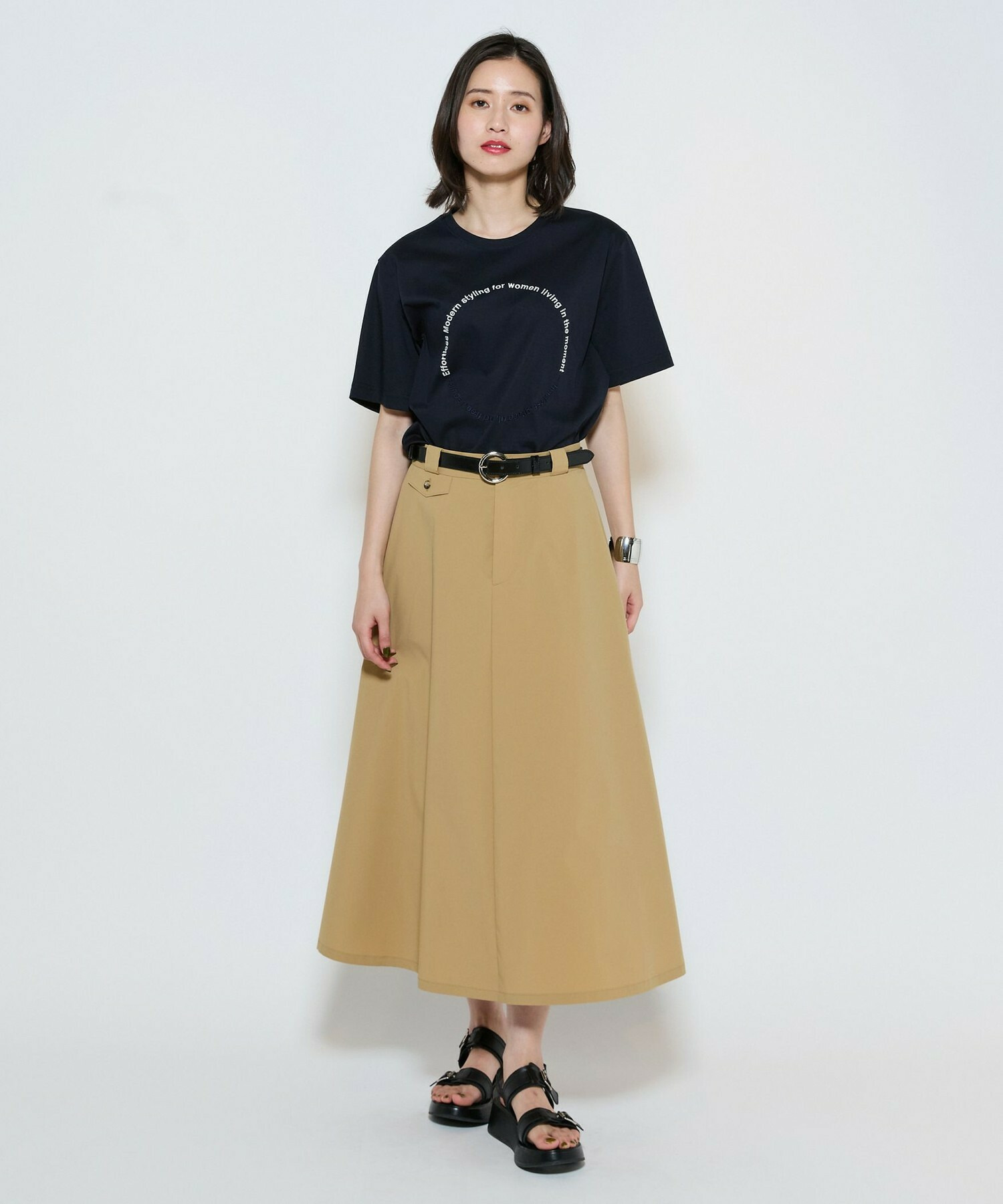 【L'EQUIPE】【大きいサイズ】サークル刺繡Tシャツ 詳細画像 ネイビー 9
