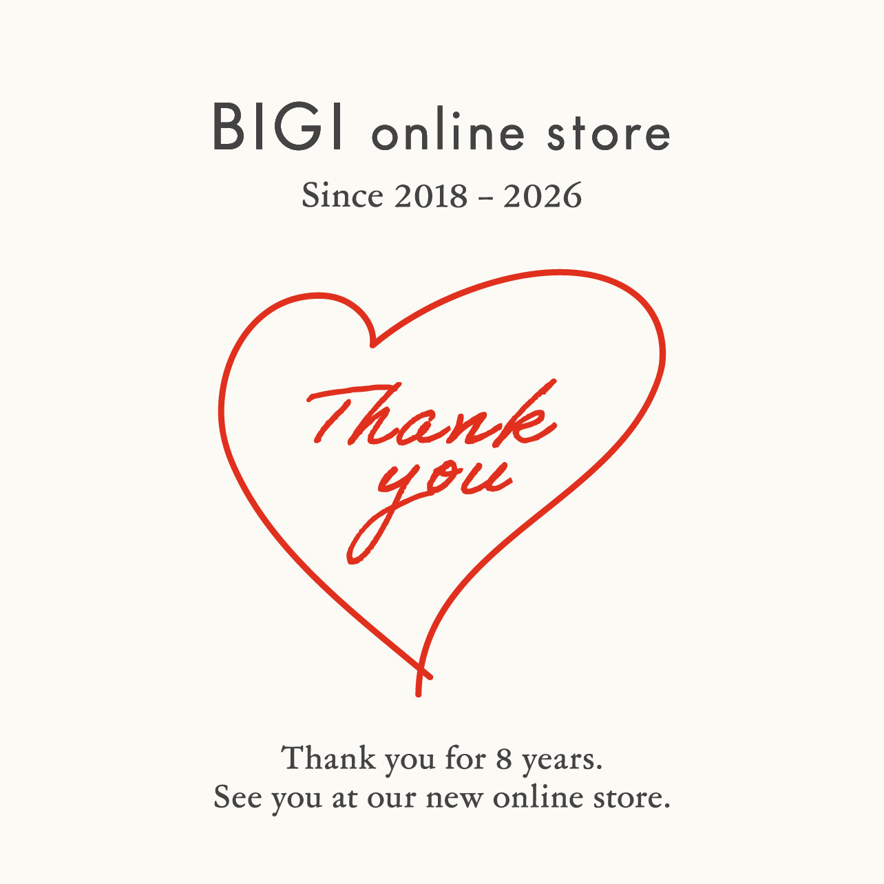 【重要】BIGI ONLINE STORE リニューアル予定のお知らせ